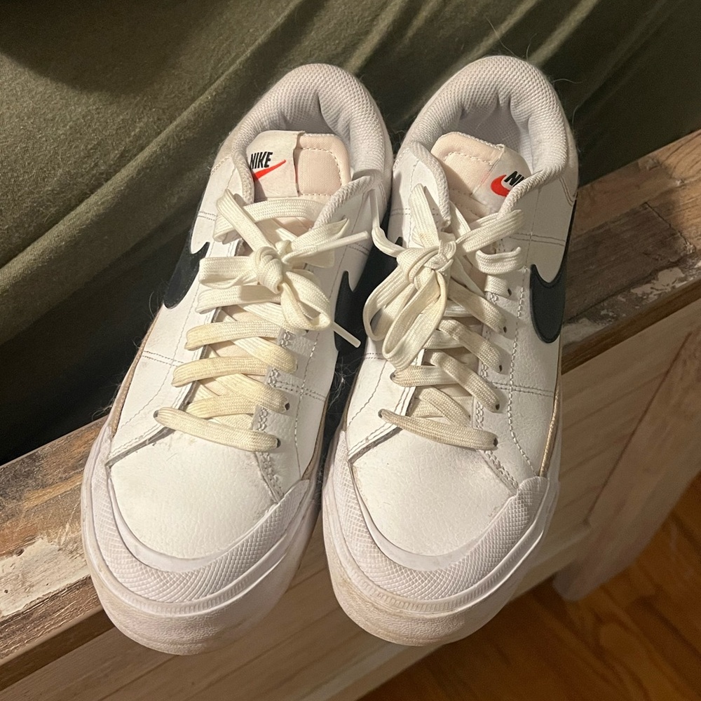 Nike Women’s White Sneakers with Black Swoosh